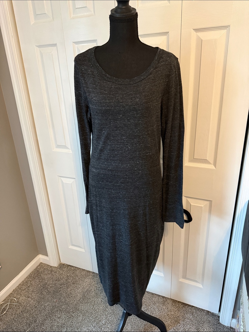 Alternative Apparel Charcoal Heather Long Sleeve Knit Dress